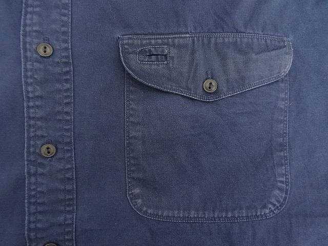 画像: 90'S GAP 旧タグ コットンツイル 長袖 ワークシャツ ネイビー (VINTAGE)