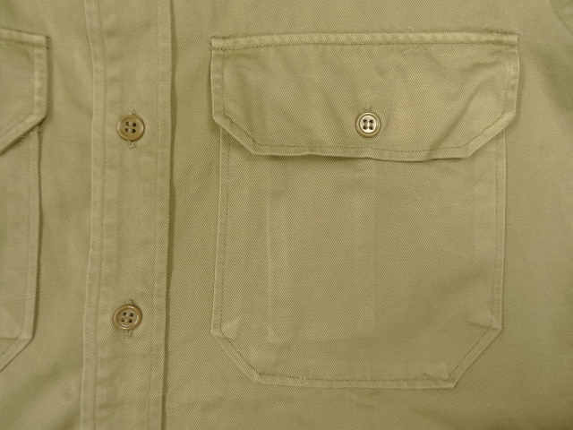 画像: 40'S アメリカ軍 US ARMY "STAND UP COLLAR" マチ付き 長袖 チノシャツ ベージュ (VINTAGE)
