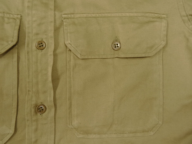 画像: 50'S アメリカ軍 US ARMY "STAND UP COLLAR" マチ付き 長袖 チノシャツ ベージュ (VINTAGE)