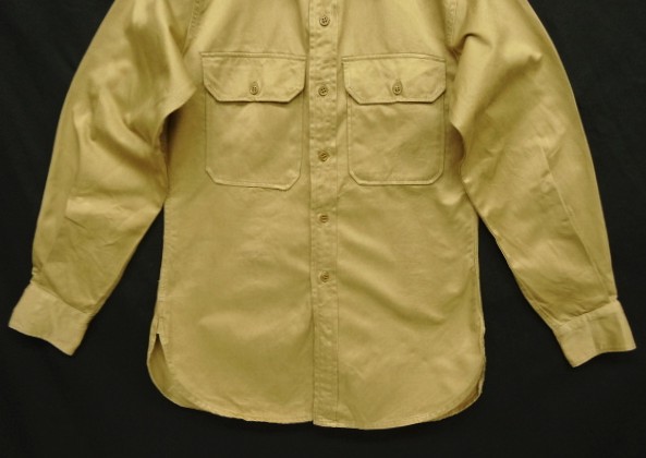 画像: 50'S アメリカ軍 US ARMY "STAND UP COLLAR" マチ付き 長袖 チノシャツ ベージュ (VINTAGE)