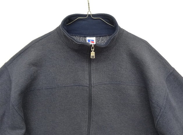 画像: 90'S RUSSELL ATHLETIC フルジップ スタンドカラー スウェットシャツ ヘザーネイビー メキシコ製 (VINTAGE)