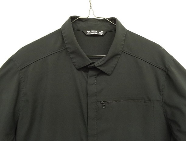 画像: ARC'TERYX "SKYLINE LS SHIRT" 比翼付き スナップボタン ナイロンシャツ ブラック (USED)