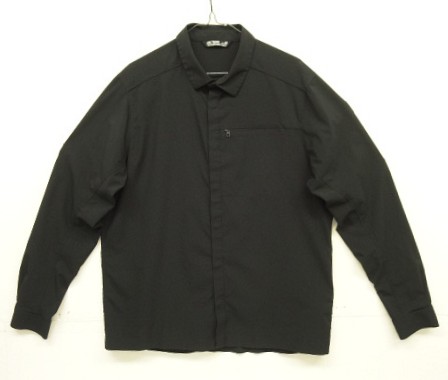 画像1: ARC'TERYX "SKYLINE LS SHIRT" 比翼付き スナップボタン ナイロンシャツ ブラック (USED)