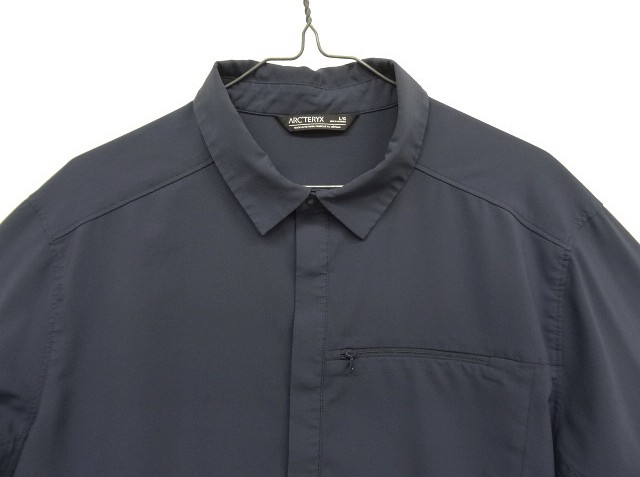 画像: ARC'TERYX "SKYLINE LS SHIRT" 比翼付き スナップボタン ナイロンシャツ ネイビー (USED)