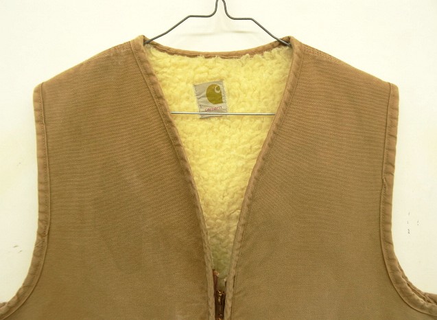 画像: 70'S CARHARTT プリントタグ 裏地ボア ダックベスト SCOVILLジップ ブラウン USA製 (VINTAGE)