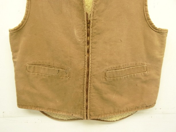 画像: 70'S CARHARTT プリントタグ 裏地ボア ダックベスト SCOVILLジップ ブラウン USA製 (VINTAGE)