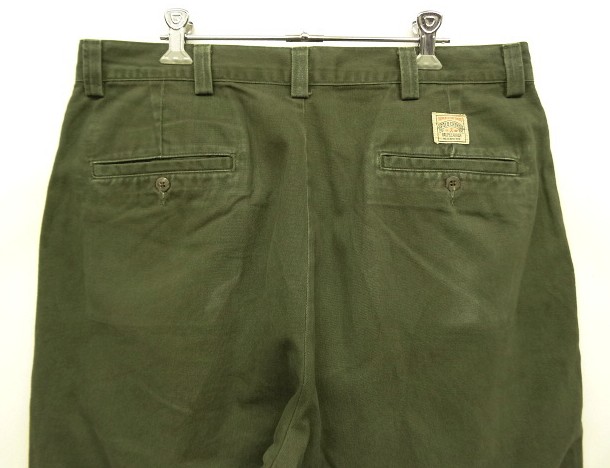 画像: 90'S RALPH LAUREN "ボックスロゴ" ノープリーツ チノパンツ オリーブ W34L30 USA製 (VINTAGE)