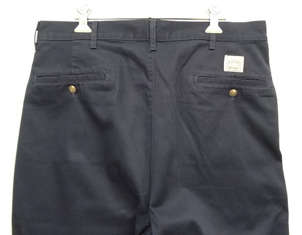 画像: 90'S RALPH LAUREN "ボックスロゴ" ツープリーツ チノパンツ ネイビー W34L30 USA製 (VINTAGE)