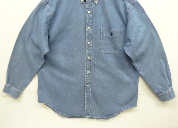 画像: 90'S RALPH LAUREN "BIG SHIRT" デニム 長袖 BDシャツ インディゴ (VINTAGE)