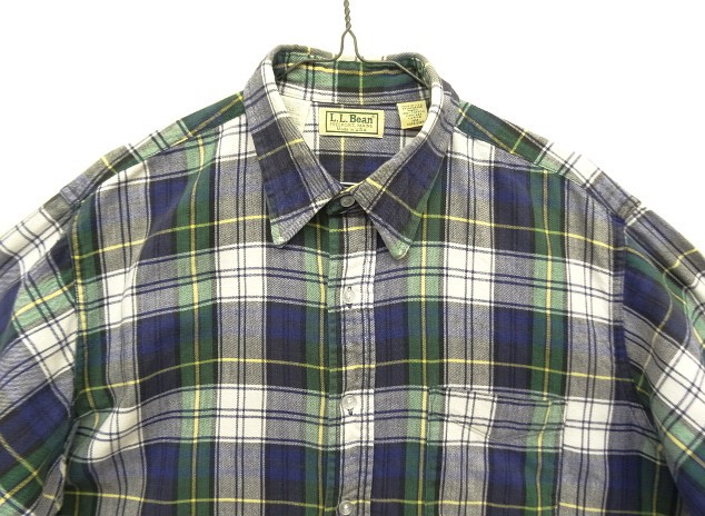 画像: 90'S LL Bean フランネル 長袖 シャツ チェック柄 USA製 (VINTAGE)