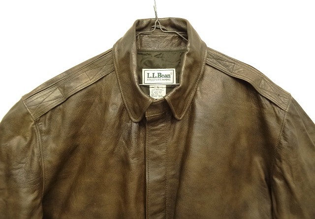 画像: 90'S LL Bean "A-2" レザー フライトジャケット ブラウン TALONジップ USA製 (DEADSTOCK)