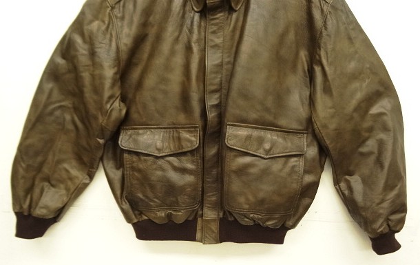 画像: 90'S LL Bean "A-2" レザー フライトジャケット ブラウン TALONジップ USA製 (DEADSTOCK)