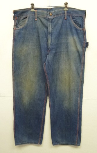 画像1: 60'S WESTEX トップスナップボタン コットン100% デニム ペインターパンツ アルミジップ インディゴ (VINTAGE)
