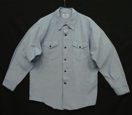 画像1: 80'S BIG SMITH シャンブレー ワークシャツ ブルー USA製 (VINTAGE)