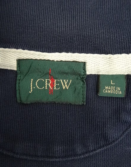 画像2: 00'S J.CREW 旧タグ ハーフジップ スタンドカラー 長袖 ラガーシャツ ネイビー (VINTAGE)