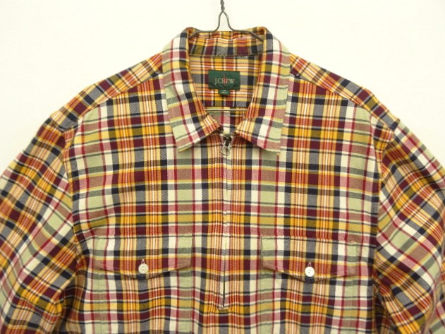 画像: 00'S J.CREW 旧タグ ハーフジップ 長袖 プルオーバーシャツ チェック柄 (VINTAGE)