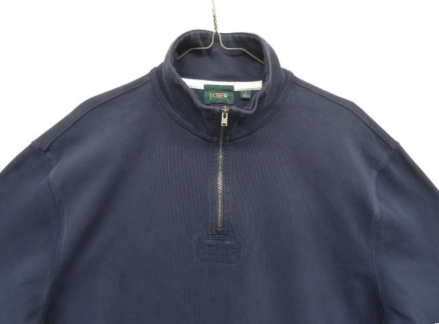 画像: 00'S J.CREW 旧タグ ハーフジップ スタンドカラー 長袖 ラガーシャツ ネイビー (VINTAGE)
