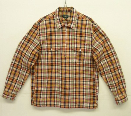 画像1: 00'S J.CREW 旧タグ ハーフジップ 長袖 プルオーバーシャツ チェック柄 (VINTAGE)