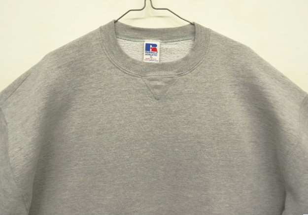 画像: 90'S RUSSELL ATHLETIC 前Vガゼット付き クルーネック スウェットシャツ ヘザーグレー USA製 (VINTAGE)