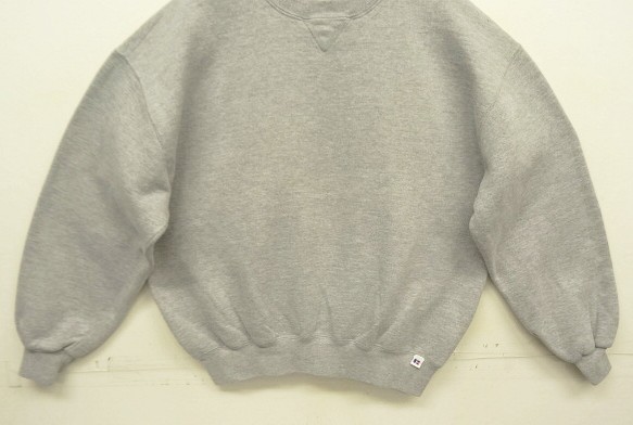 画像: 90'S RUSSELL ATHLETIC 前Vガゼット付き クルーネック スウェットシャツ ヘザーグレー USA製 (VINTAGE)