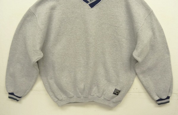 画像: 90'S RUSSELL ATHLETIC ライン入りリブ Vネック スウェットシャツ ヘザーグレー USA製 (VINTAGE)