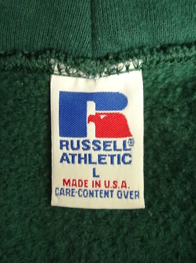 画像2: 90'S RUSSELL ATHLETIC プルオーバー スウェットパーカー フォレストグリーン USA製 (VINTAGE)