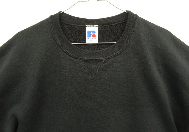 画像: 90'S RUSSELL ATHLETIC 前Vガゼット付き クルーネック スウェットシャツ ブラック メキシコ製 (VINTAGE)