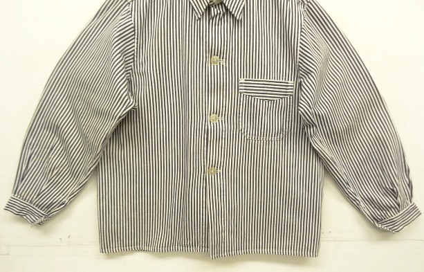 画像: 50'S ユーロワーク Vポケット ショート丈 ワークジャケット カバーオール ストライプ (VINTAGE)