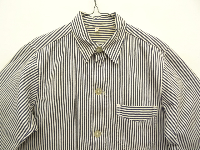 画像: 50'S ユーロワーク Vポケット ショート丈 ワークジャケット カバーオール ストライプ (VINTAGE)