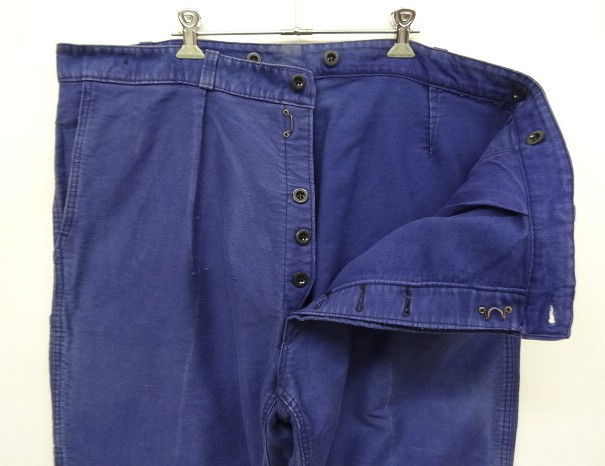 画像: 50'S KONECO モールスキン フックボタン ワークパンツ インクブルー (VINTAGE)