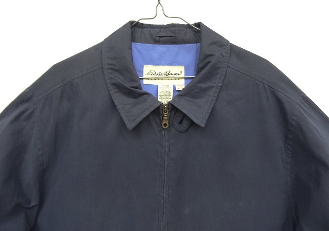 画像: 90'S EDDIE BAUER 白タグ ピーチスキン チンスト付き ドリズラージャケット ネイビー (VINTAGE)