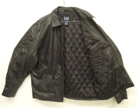 画像3: 00'S GAP 旧タグ 裏地キルティング レザー ドリズラージャケット ブラック (VINTAGE)