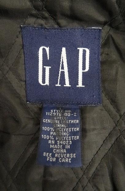 GAP 旧タグ 裏地キルティング レザージャケット ブラック レア nina de coito 埼玉県 志木 通販 00s ヴィンテージ GAP ギャップ