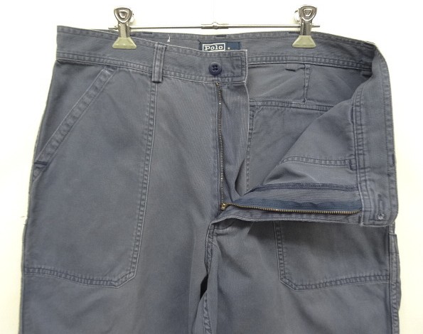 画像: 90'S RALPH LAUREN コットンピケ ユーティリティパンツ ブルー (VINTAGE)
