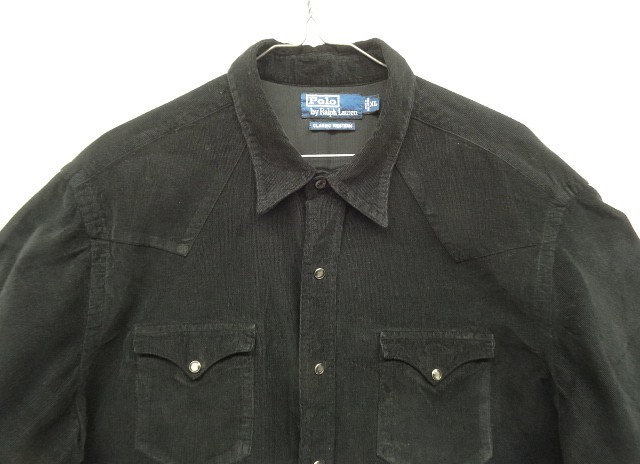 画像: 90'S RALPH LAUREN "CLASSIC WESTERN" コーデュロイ 長袖 ウエスタンシャツ ブラック (VINTAGE)