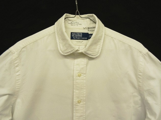 画像: 90'S RALPH LAUREN "BLEECKER CLUB" ラウンドカラー 長袖 オックスフォードシャツ ホワイト (VINTAGE)