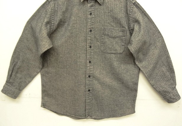 画像: 90'S RALPH LAUREN "LOWELL SPORT" ヘリンボーン 長袖 シャツ チャコールグレー (VINTAGE)