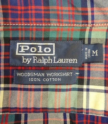 画像2: 90'S RALPH LAUREN "WOODSMAN WORKSHIRT" コットン 長袖 ワークシャツ チェック柄 (VINTAGE)
