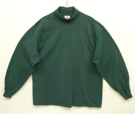 画像1: 90'S NIKE 白タグ タートルネック 長袖 Tシャツ ダークグリーン USA製 (VINTAGE)