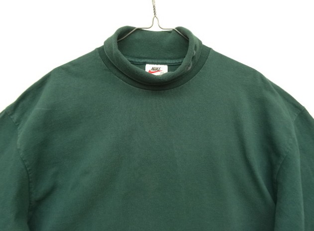 画像: 90'S NIKE 白タグ タートルネック 長袖 Tシャツ ダークグリーン USA製 (VINTAGE)