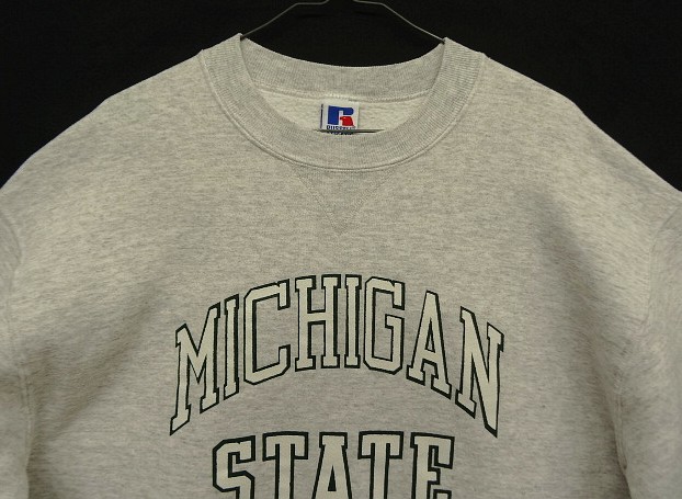 画像: 90'S RUSSELL ATHLETIC 前Vガゼット付き クルーネック スウェットシャツ ヘザーグレー USA製 (VINTAGE)