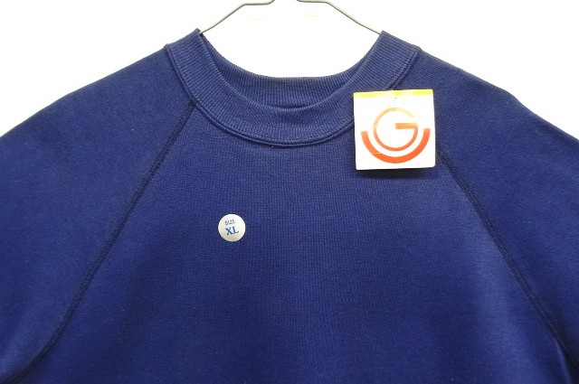 画像: 80'S GEARING UP ラグランスリーブ クルーネック 半袖 スウェットシャツ ネイビー (DEADSTOCK)