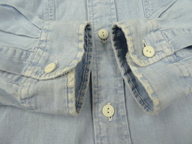 画像: 90'S RRL 初期 三ツ星タグ 長袖 シャンブレーシャツ ブルー (VINTAGE)