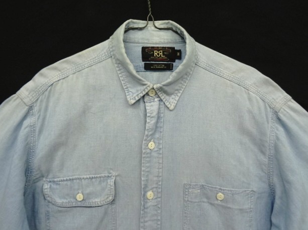 画像: 90'S RRL 初期 三ツ星タグ 長袖 シャンブレーシャツ ブルー (VINTAGE)