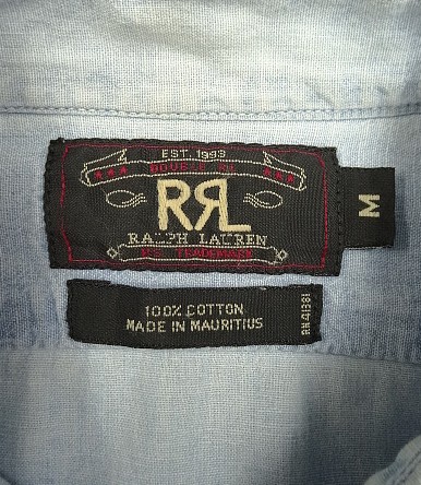 画像2: 90'S RRL 初期 三ツ星タグ 長袖 シャンブレーシャツ ブルー (VINTAGE)