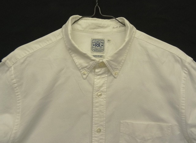 画像: RRL 耳付きオックスフォード マチ付き 三点留めボタンダウンシャツ ホワイト (USED)