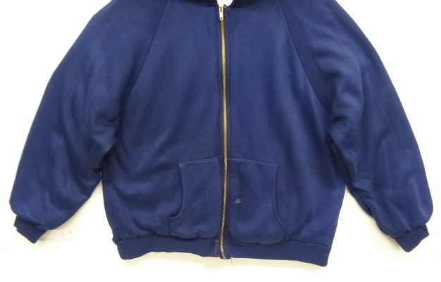 90s Cotton Wood 裏地サーマル フーディ ジップパーカー L 黒 古着 90s USA製 STUDYSWEAT 無地 ソリッド セットイン オールド