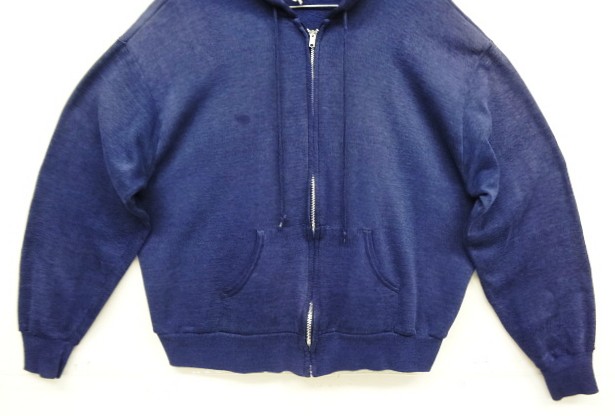 画像: 80'S UNKNOWN フルジップ スウェットパーカー フェードネイビー アルミジップ (VINTAGE)