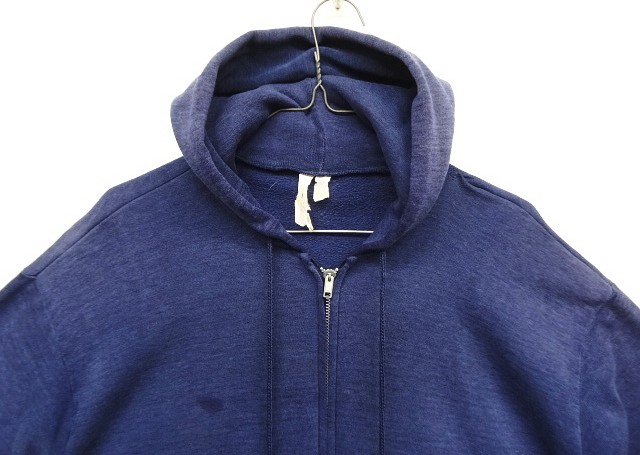 画像: 80'S UNKNOWN フルジップ スウェットパーカー フェードネイビー アルミジップ (VINTAGE)
