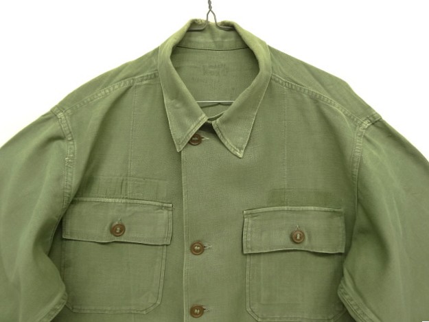 画像: 50'S アメリカ軍 US ARMY "1st MODEL" OG107 コットンサテン ユーティリティシャツ (VINTAGE)
